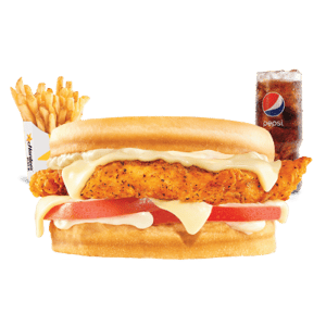 TEST, Hardees, Frisco Chicken Sandwich Combo - Medium Size